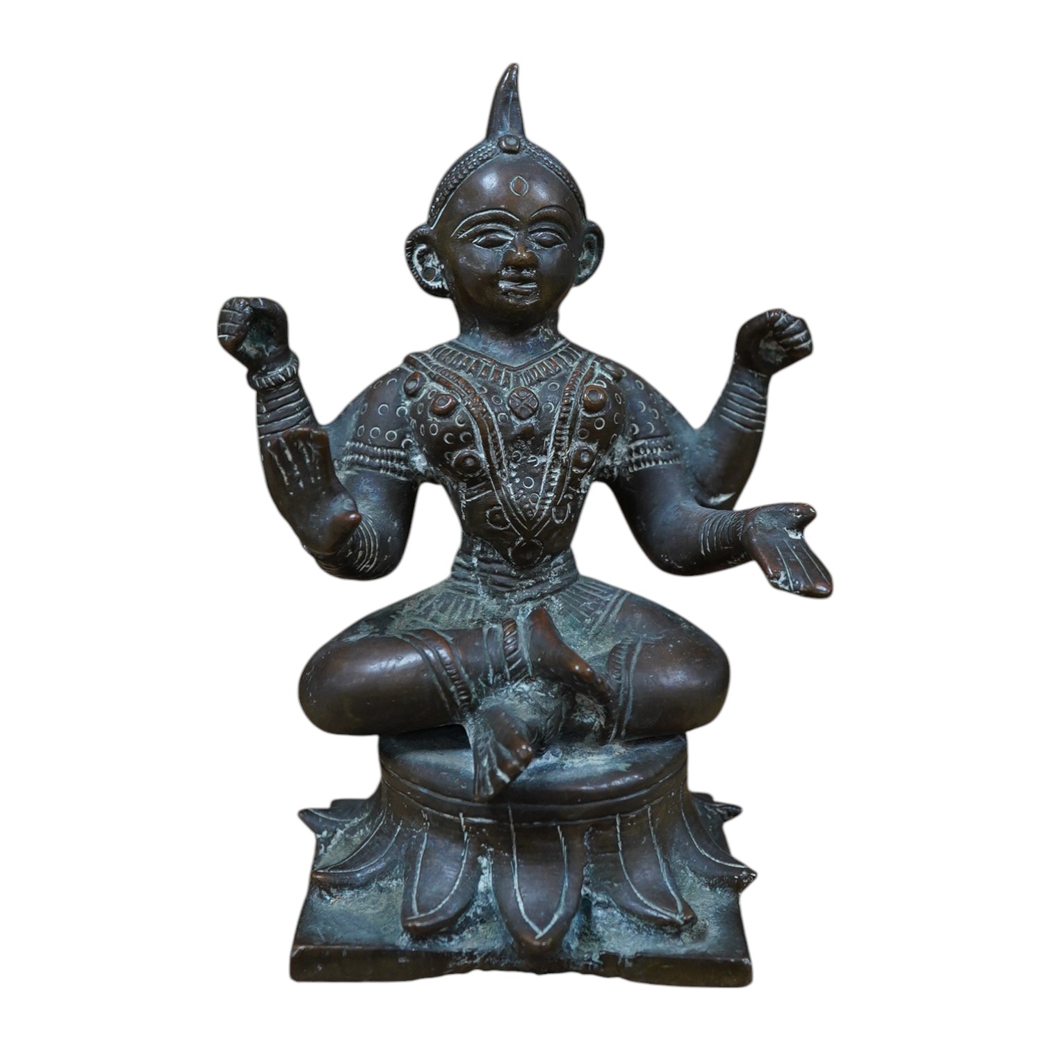 An Indian bronze tantric figure, 14cm high. Condition - fair to good